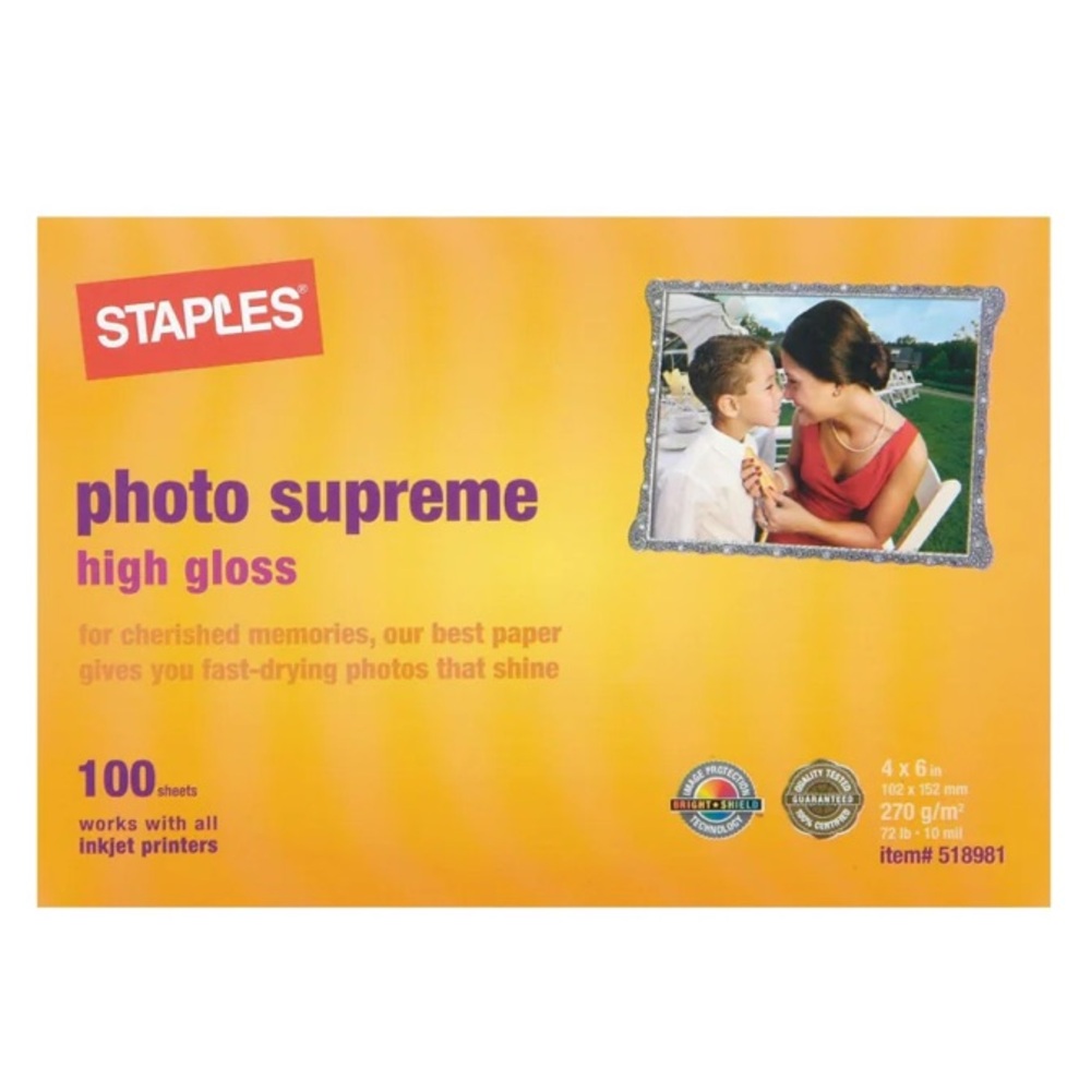 Staples Photo Supreme Paper - Glossy - 4" x 6" - 100 Pack- 2 packs brand new